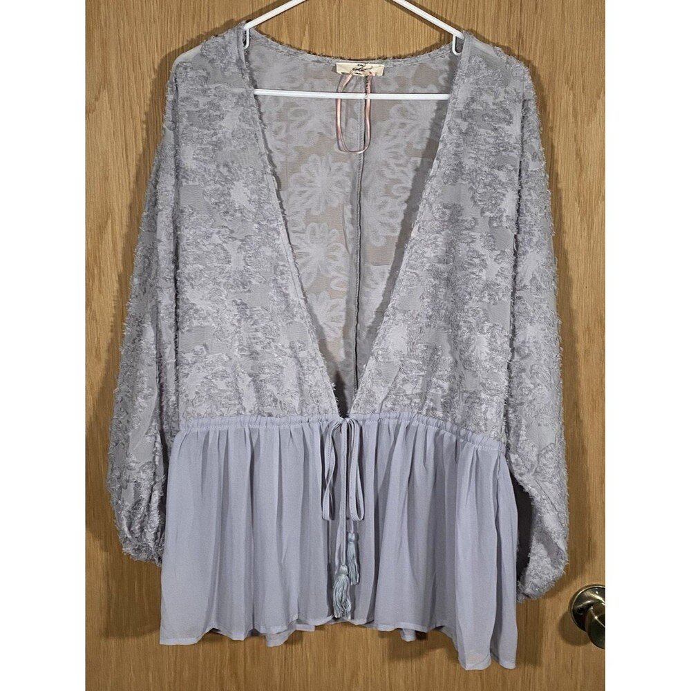 Entro Lilac Purple Front Tie Cardigan Floral Sheer AngelCore Ethereal Women's S